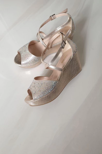 036 4176 Topukla Kadın Feta Dolgu Topuklu Taşlı Abiye Ayakkabı - 3