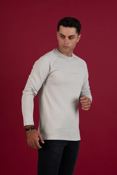 SLİMFİT BASKILI SIFIR YAKA UZUN KOL ERKEK SWEATSHİRT - 9