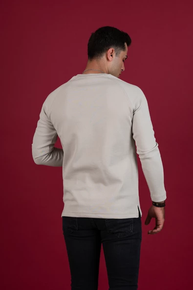 SLİMFİT BASKILI SIFIR YAKA UZUN KOL ERKEK SWEATSHİRT - 12