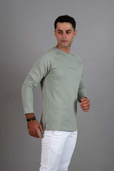 SLİMFİT BASKILI SIFIR YAKA UZUN KOL ERKEK SWEATSHİRT - 5