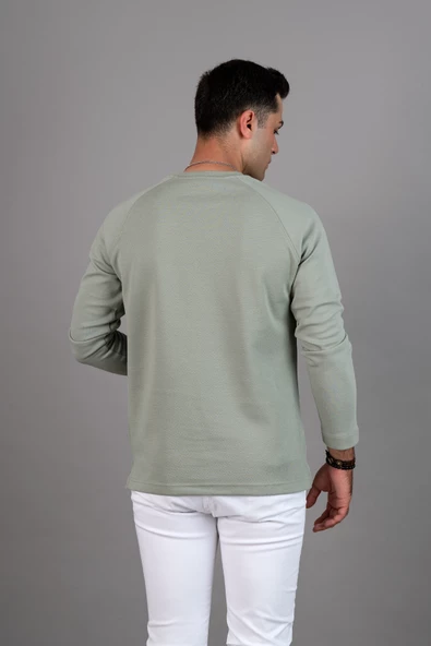 SLİMFİT BASKILI SIFIR YAKA UZUN KOL ERKEK SWEATSHİRT - 7