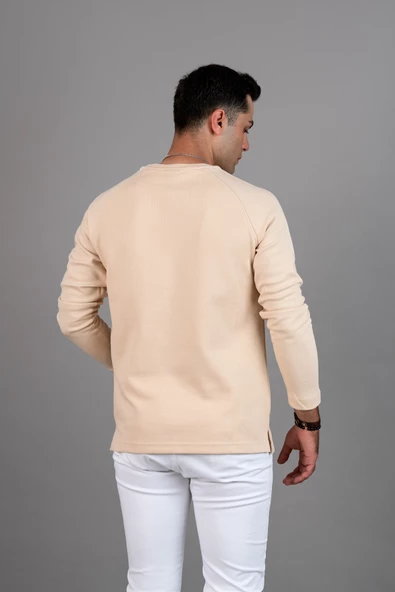 SLİMFİT BASKILI SIFIR YAKA UZUN KOL ERKEK SWEATSHİRT - 3