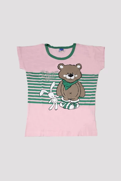 Kız Çocuk Ayıcık Desenli Alt Üst Pijama Takımı - 3