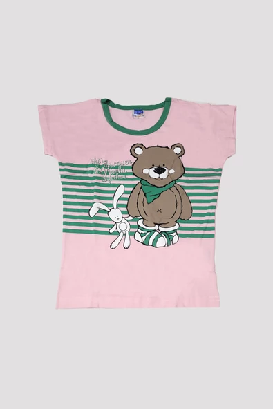 Kız Çocuk Ayıcık Desenli Alt Üst Pijama Takımı - 5