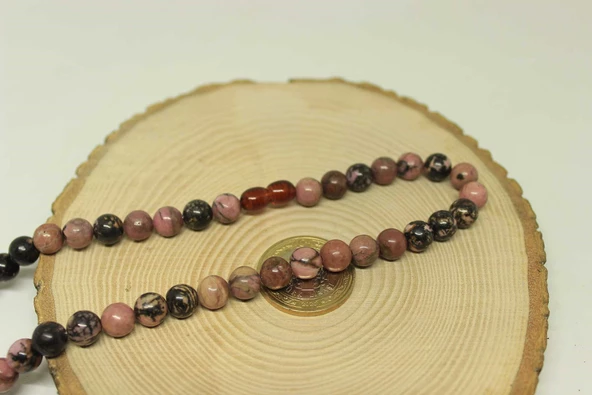 Rodonit Taşı Kolye 8mm (klipsli) - 2