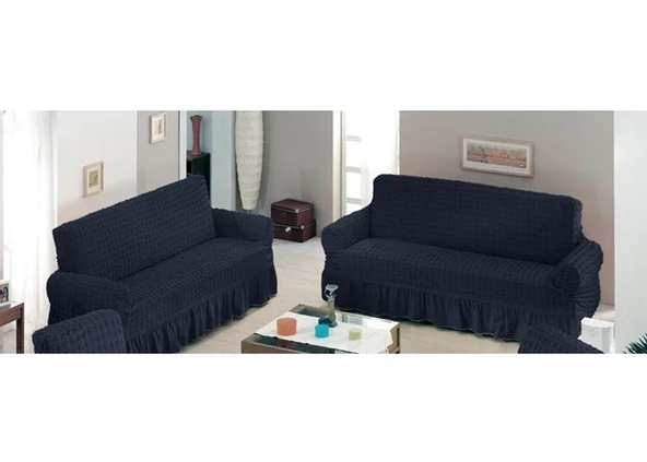 Altın Kelebek Bürümcük Koltuk Örtüsü Maxi Çekyat (3+3)-Füme ürün görseli 1