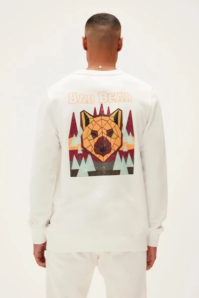 Bad Bear Geofox Crewneck Off Whıte Erkek Beyaz Sweatshırt 22.02.12.028 - Resim 2