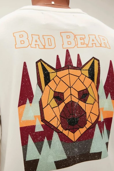 Bad Bear Geofox Crewneck Off Whıte Erkek Beyaz Sweatshırt 22.02.12.028 - Resim 3