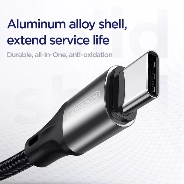 Joyroom S-1030t USB to Type-C Metal Kopmaz Hızlı Şarj Kablosu 3A - Resim 5
