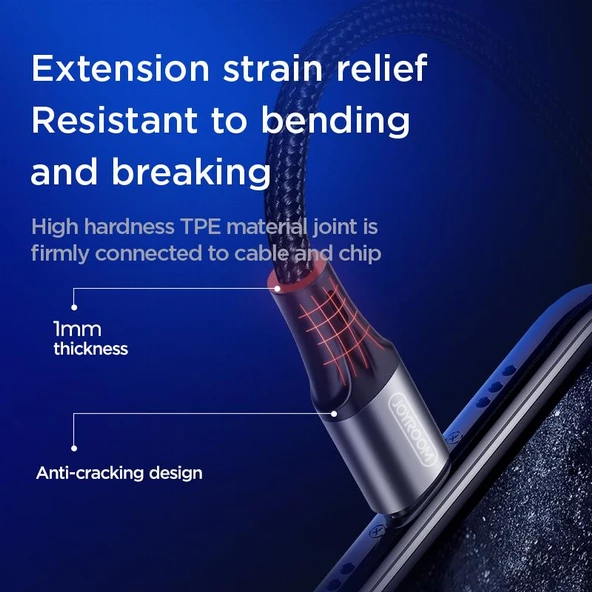 Joyroom S-1030t USB to Type-C Metal Kopmaz Hızlı Şarj Kablosu 3A - Resim 6