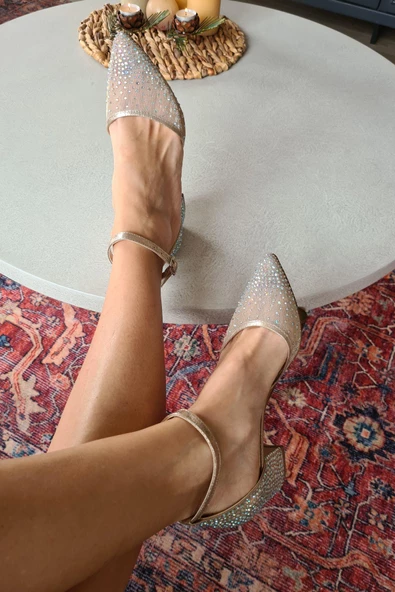 036 650 Topukla Kadın 5 cm Topuklu Taşlı Abiye Ayakkabı - 4