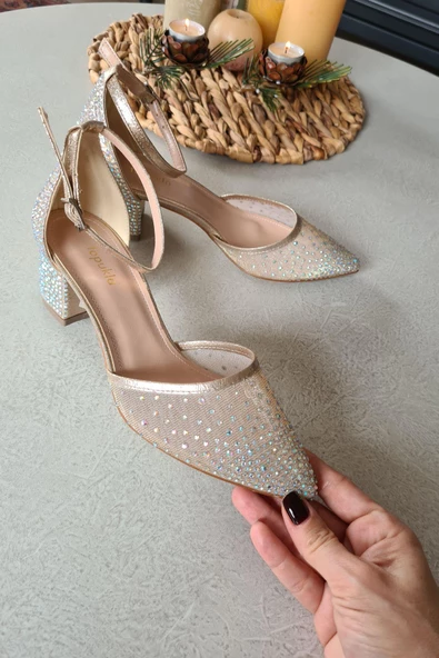 036 650 Topukla Kadın 5 cm Topuklu Taşlı Abiye Ayakkabı - 2