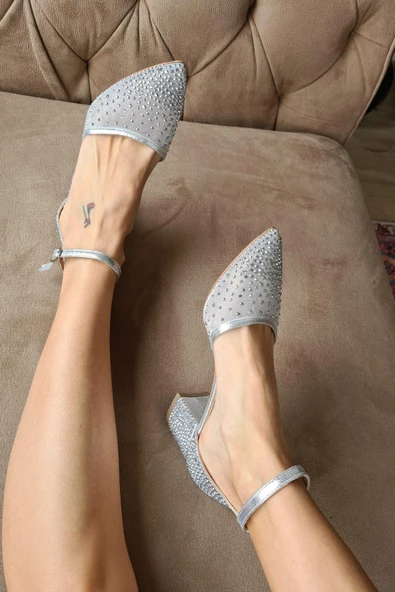 036 650 Topukla Kadın 5 cm Topuklu Taşlı Abiye Ayakkabı - 8