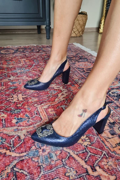 2659-S Topukla Kadın Kalın Topuk Abiye Ayakkabı - Resim 2