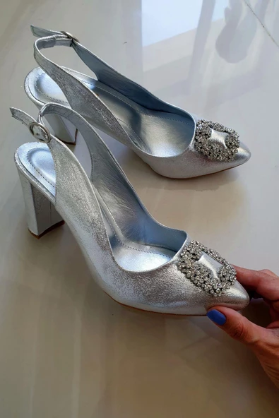 2659-S Topukla Kadın Kalın Topuk Abiye Ayakkabı - Resim 7