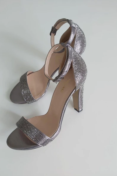 036 101 Topukla Kadın 10 cm Topuklu Taşlı Abiye Ayakkabı - 5