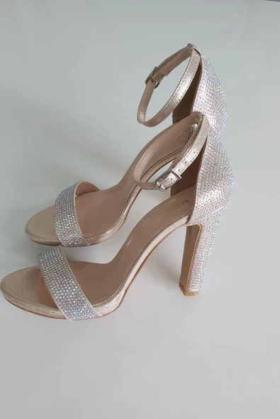 036 101 Topukla Kadın 10 cm Topuklu Taşlı Abiye Ayakkabı - 2