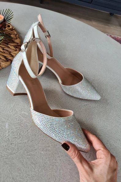 036 610 Topukla Kadın Taşlı Kalın Topuklu Abiye Ayakkabı - 10