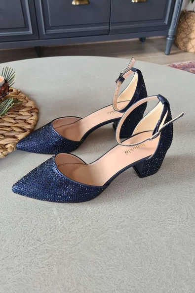 036 610 Topukla Kadın Taşlı Kalın Topuklu Abiye Ayakkabı - 6