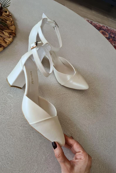 036 610 Topukla Kadın Taşlı Kalın Topuklu Abiye Ayakkabı - 4