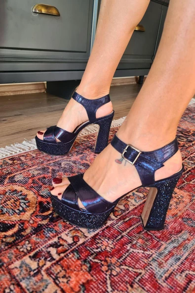 04171 Topukla Kadın Taşlı Platformlu 19 Pont Abiye Ayakkabı - 7