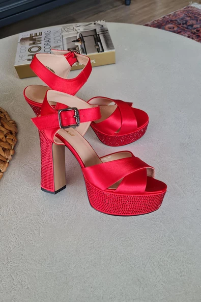 04171 Topukla Kadın Taşlı Platformlu 19 Pont Abiye Ayakkabı - 5