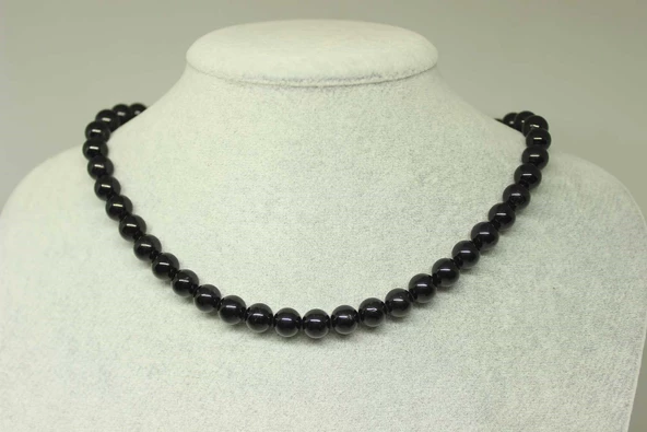 Obsidyen Taşı Kolye 8mm (Klipsli)
