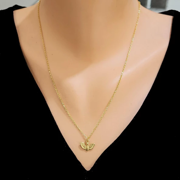 925 Ayar Gümüş Kanatları Açık Kuş Kolye ürün görseli 1