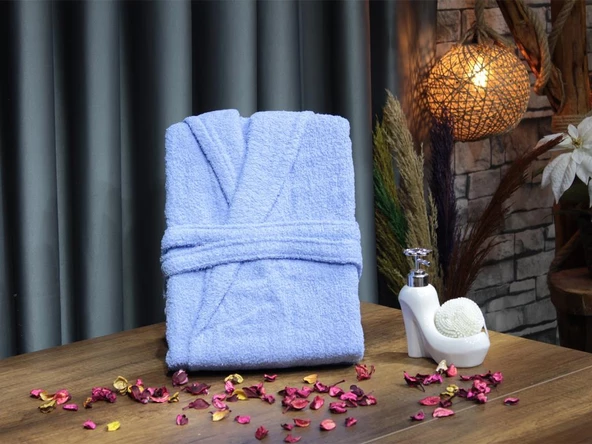 Plain Şal Yaka Büyük Beden Tek Banyo Bornozu Lacivert