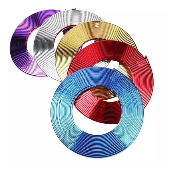 Araç Araba Oto Jant Fitili Metal Görünümlü Lastik Jant Trim Bandı Jant Şeriti 8 Metre - 9