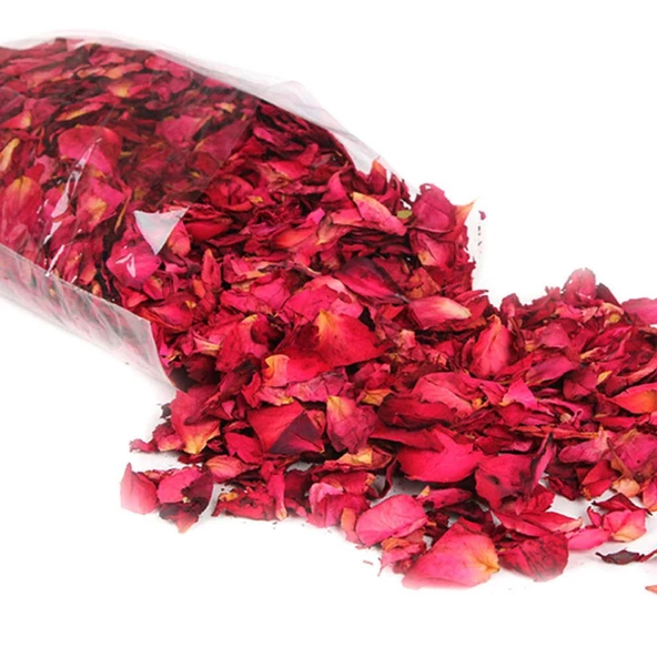 1000 Adet Kuru Gül Yaprağı + 25 Adet Kırmızı Tealight Mum Romantik Süsleme - 3
