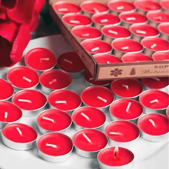 1000 Adet Kuru Gül Yaprağı + 25 Adet Kırmızı Tealight Mum Romantik Süsleme - 2
