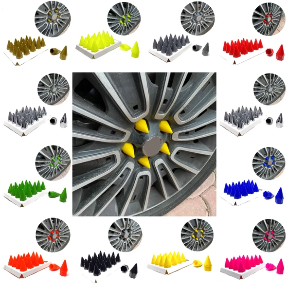 Sivri Mermi Bijon Kapağı Sökme Aparatlı 20 li Set 17 mm-19 mm KIRMIZI - 5