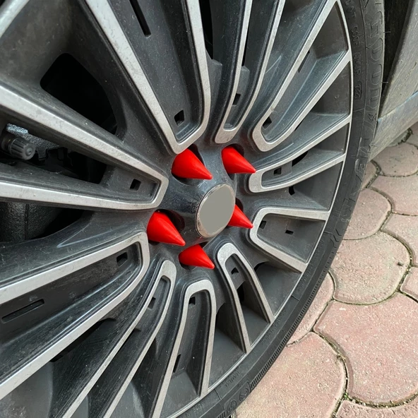 Sivri Mermi Bijon Kapağı Sökme Aparatlı 20 li Set 17 mm-19 mm KIRMIZI - 2