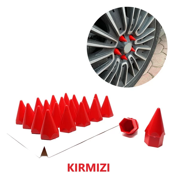Sivri Mermi Bijon Kapağı Sökme Aparatlı 20 li Set 17 mm-19 mm KIRMIZI