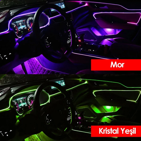 Araç Araba İçi Torpido Ledi Renkli İp Neon İp Led 2 Metre - 2