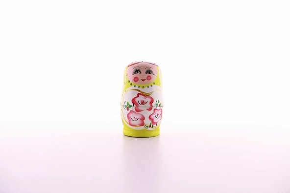 Ahşap Tombul İç İçe Matruşka Bebek Sarı Set 5li Büyük Boy - 2
