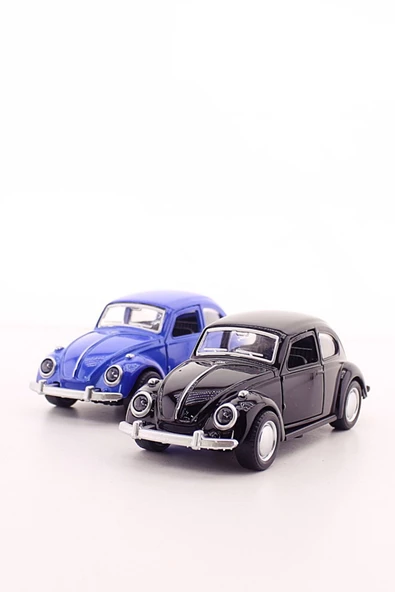 2 Adet Çek-Bırak Metal Vosvos Araba Dıe Cast Büyük Boy 12cm Siyah-Lacivert