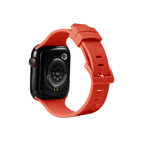 Vendas Apple Watch 7 45mm Kademe Ayarlı Çizgi Tasarımlı Silikon Kordon