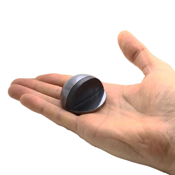 Yarımay Yapışkanlı Kapı Kolu Stoperi Tamponu Stop Metal Durdurucu Tutucu Tutacağı Satine Füme 5 Adet - 3