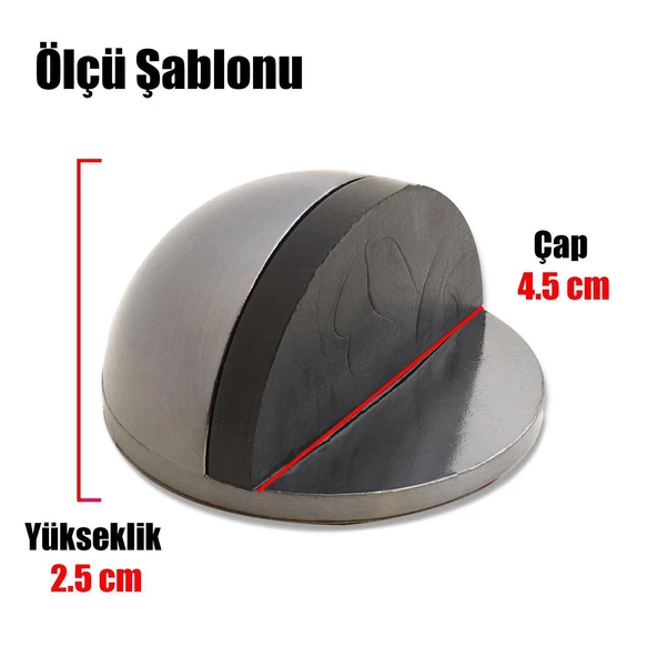 Yarımay Kapı Stoperi Tamponu Yapışkanlı Metal Kapı Durdurucu Tutucu Kapı Stopu İnox (5 ADET) - 5