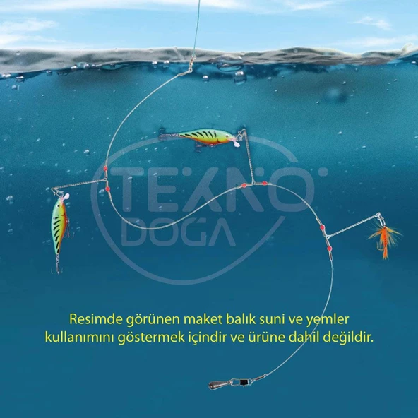 TAMSET Çelik Telli 3 Köstekli Boncuklu Hazır Olta Takımı - 2