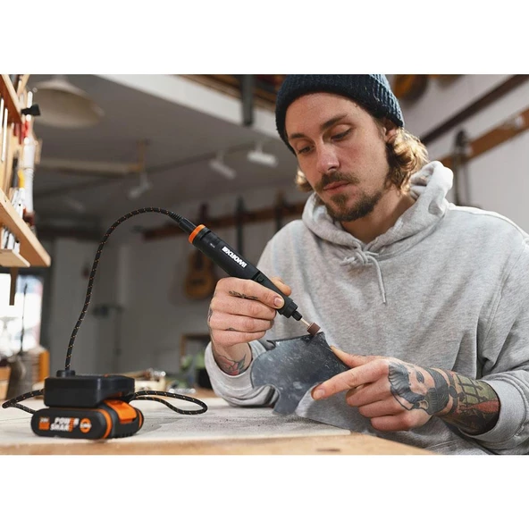 Worx Wx988 Makerx 20Volt 2.0Ah. Kömürsüz Profesyonel Kalem Tipi Devir Ayarlı Gravür Seti + Kalem Tipi Dijital Lehim Ve Ahşap Yakma Seti + 46 Parça Aksesuar - 9