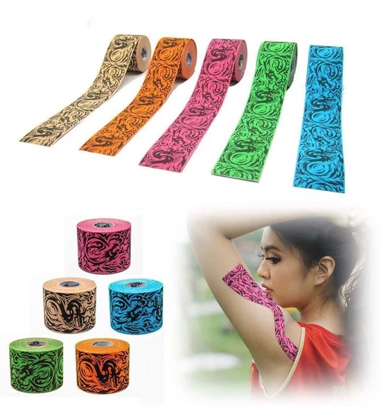 SPOL Desenli Kinesio Band, 5 Cmx5mt Sporcu Ağrı Bandı