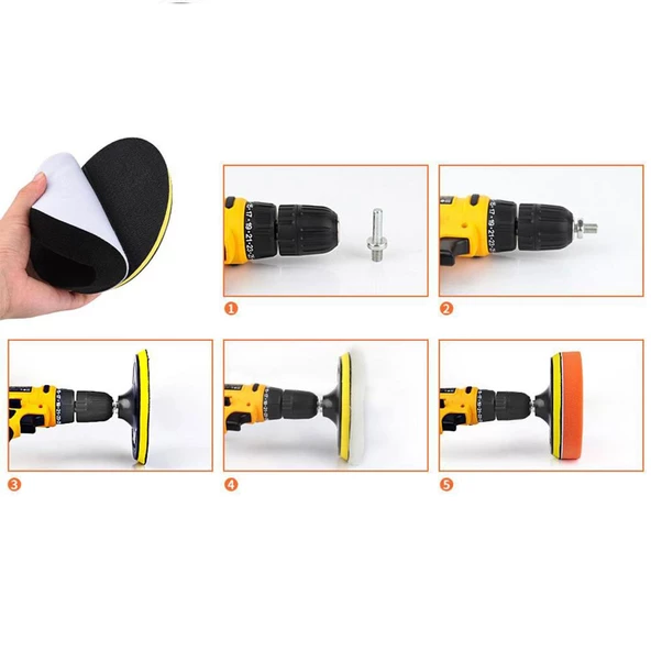 Rodex Pasta Cila Polisaj Süngeri Pedi Seti 115 mm Otomotiv Parlatıcı (25 PARÇA) - 7