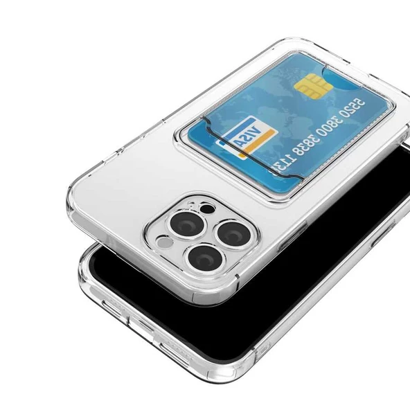 Apple iPhone 14 Pro Max Kılıf Setra Kartlıklı Şeffaf Silikon - Resim 5
