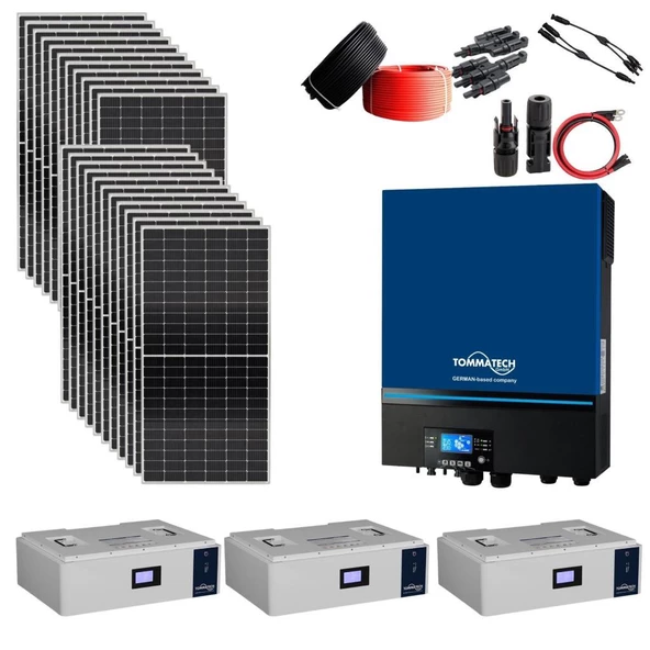 Güneş Enerjisi Solar Paketi 11kva İnverter 550 watt Güneş Paneli 48V 100 Amper Lityum Akü