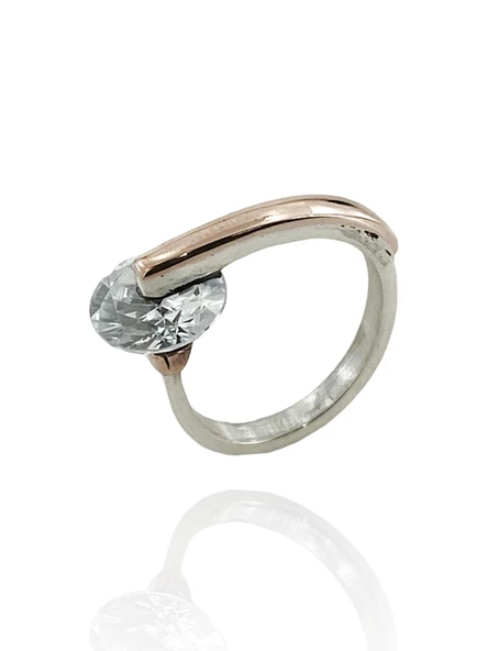 925 Gümüş Özel Tasarım Dönen Zirkon Otantik El Üretimi Yüzük - Resim 2