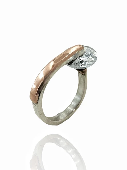 925 Gümüş Özel Tasarım Dönen Zirkon Otantik El Üretimi Yüzük - Resim 3