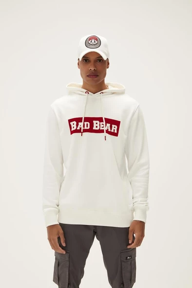 Bad Bear Flog Hoodie Off White Erkek Kapişonlu Beyaz Sweatshırt 22.02.12.015